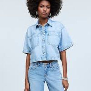 Madewell Denim Short-Sleeve Shirt-Jacket in Ahern Wash Size Large